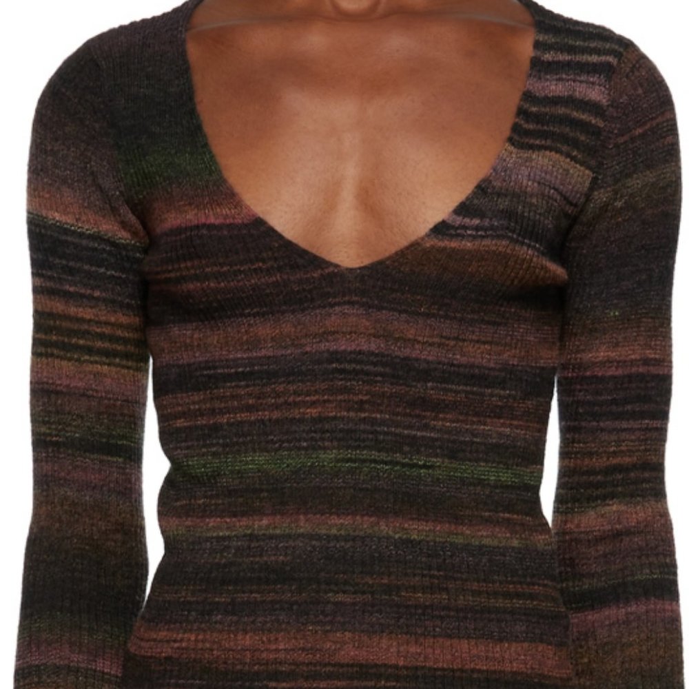 Paloma Wool Striped V-Neck Sweater in Brown, Black, Green, Pink